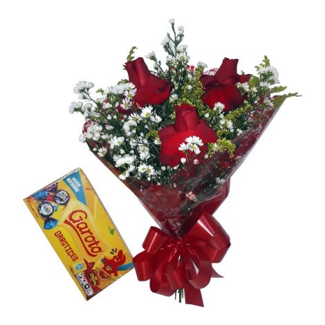 Mini buquê com chocolate