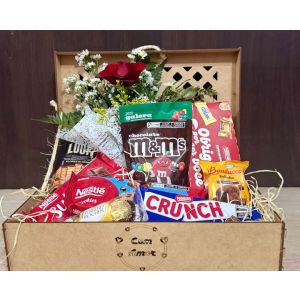 Baú de chocolate e rosas